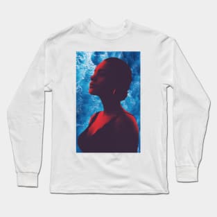 a red silhouette of a proud woman in the ocean Long Sleeve T-Shirt